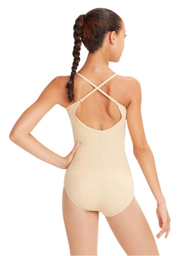 Nude Camisole Leotard with Clear and Tan Adjustable Straps