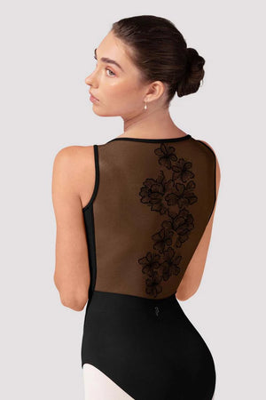 Ladies Emma Floral Boat Neck Leotard
