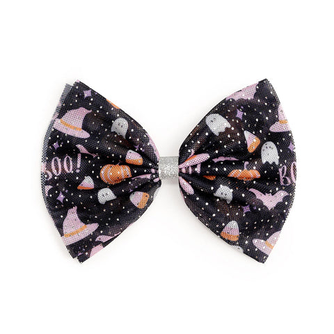 Boo Halloween Tulle Bow Clip