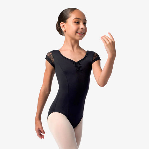 Child Floral Lace Cap Sleeve Leotard