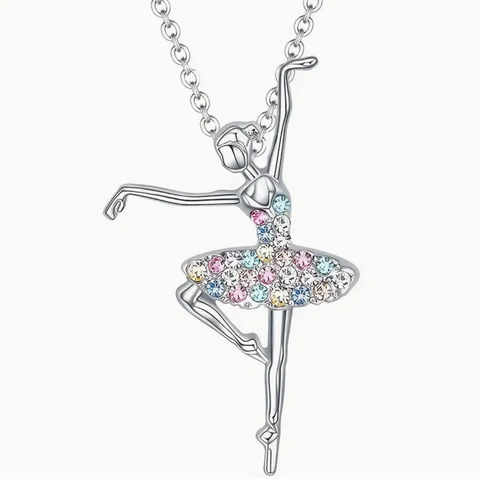 Gemstone Ballerina Pendant Necklace