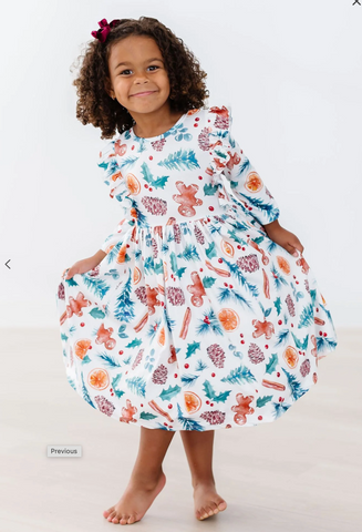 Classic Christmas Ruffle Twirl Dress