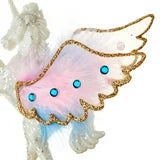 WHITE UNICORN WITH PINK/BLUE FEATHER ORNAMENT