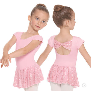 Eurotard Girls Impression Mesh Bow Back Short Sleeve Dance Dress