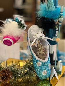 Rhinestone and custom decorated pointe shoes