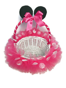 Minnie Inspired Pink Polka Dot Tutu Basket - Barre & Pointe